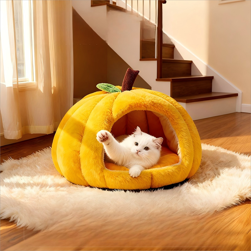 Catbly.Luxury Cozy Pumpkin Pet Bed